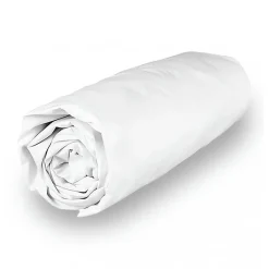 Drap housse en polycoton 200x200 cm PERCALE blanc, par Soleil d'ocre
