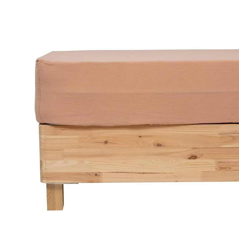 Drap housse Flora gaze de coton rose 160x200cm - Atmosphera