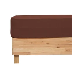 Drap housse Flora gaze de coton marron 160x200cm - Atmosphera