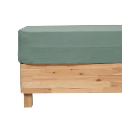 Drap housse Flora gaze de coton vert céladon 140x190cm - Atmosphera