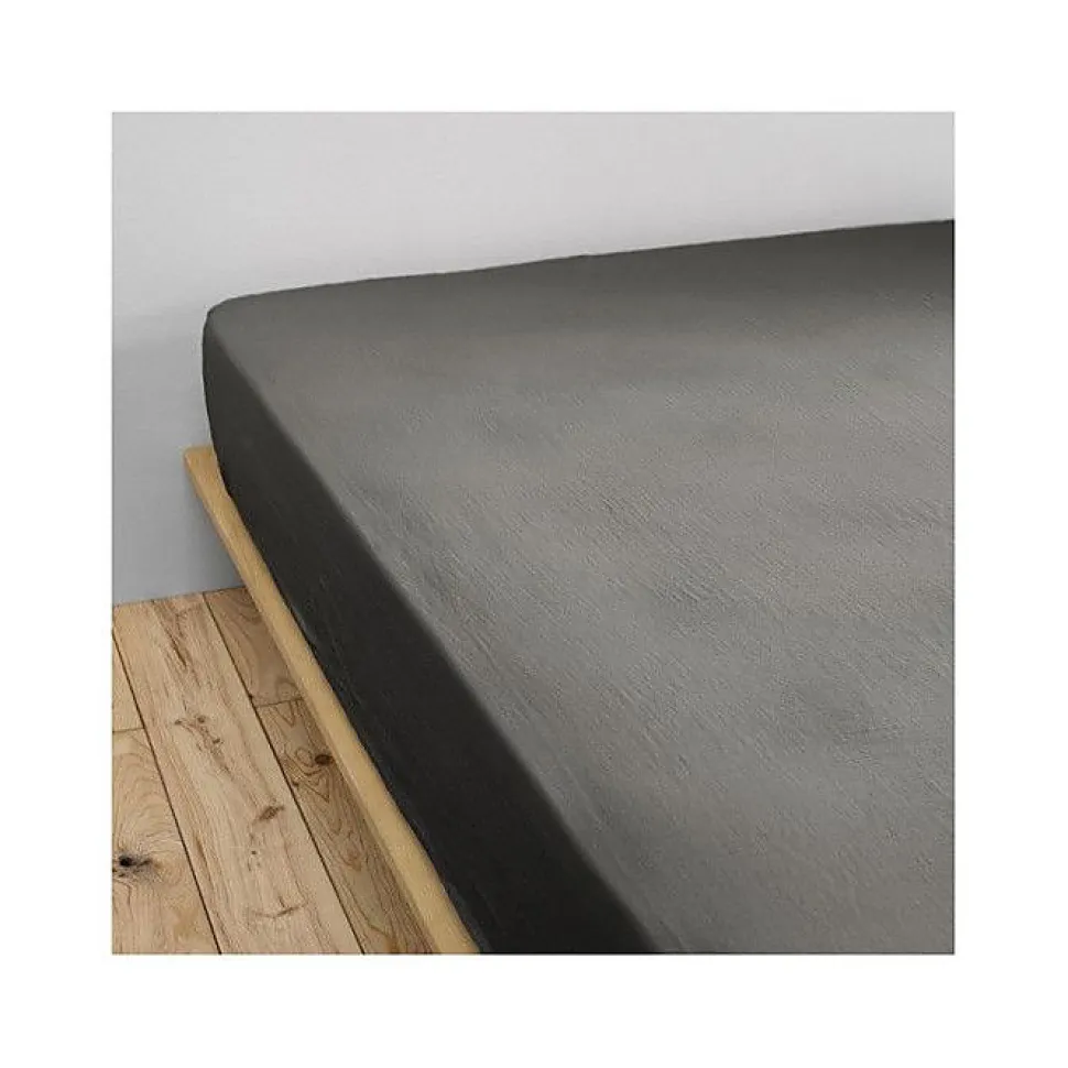 Drap housse "Gaïa" toutes dimensions "Gaze de Coton" - Gaïa Granit - 140 x 190 cm bonnet de 30 cm
