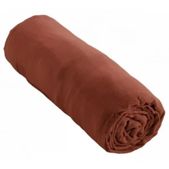 Drap housse "Gaïa" toutes dimensions "Gaze de Coton" l'Effet Papillon - Gaia Terracotta - 90 x 200 cm bonnet de 30 cm