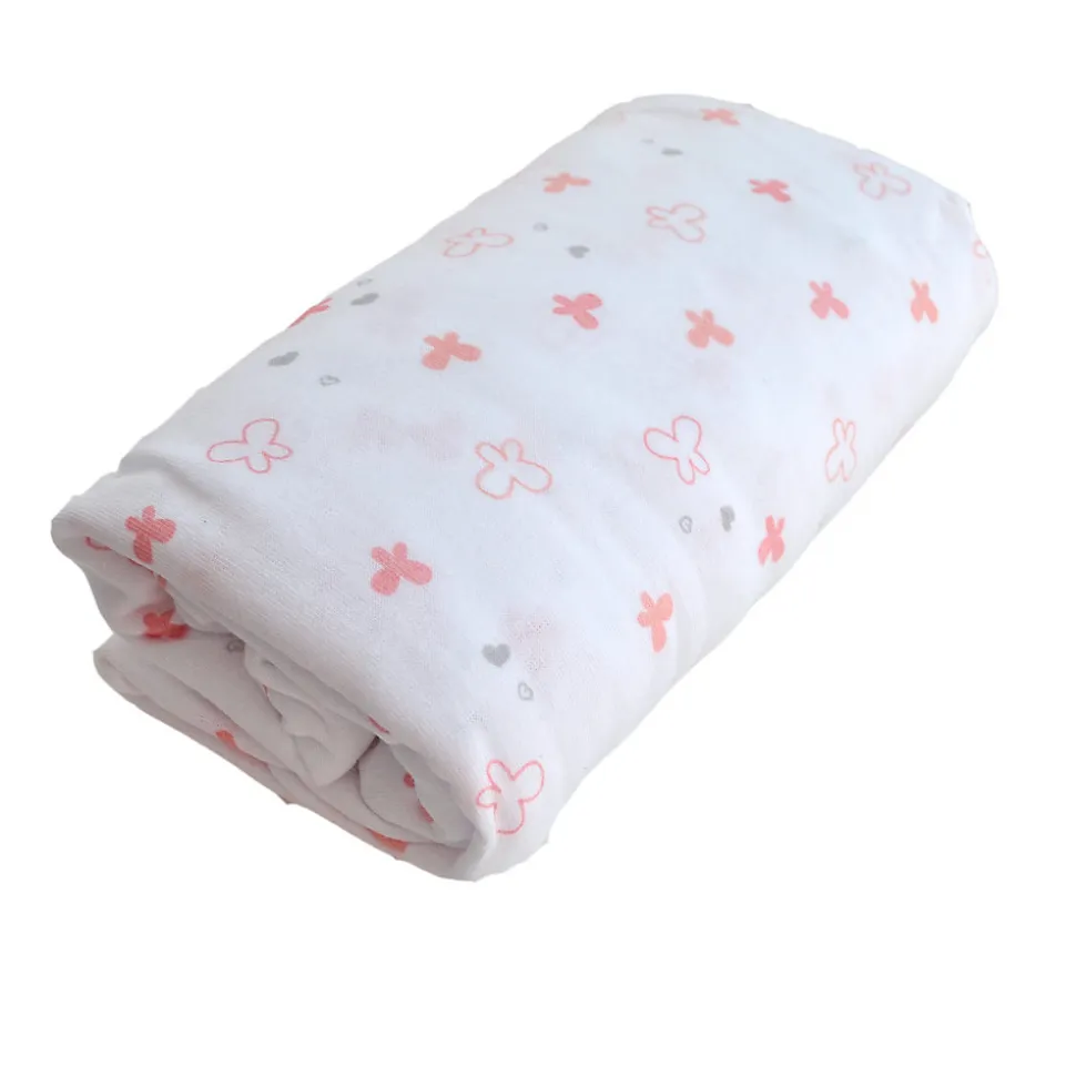 Drap housse imprimé Lapinou (60x120 cm - Rose Clair)