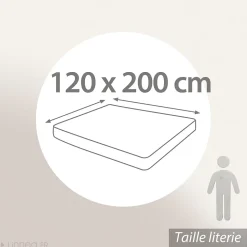 Drap housse imprimé 120x200 cm bonnet 30 cm satin de coton ENZO noir