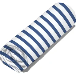 Drap housse imprimé 90x190 cm coton biologique OCTOPUSSE à rayures Bleu et Blanc Bonnet 25 cm