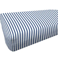 Drap housse imprimé 90x190 cm coton biologique OCTOPUSSE à rayures Bleu et Blanc Bonnet 25 cm
