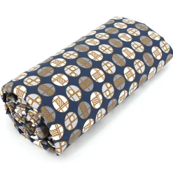 Drap housse imprimé 90x200 cm percale de coton ROMEO bleu Baltique Bonnet 40 cm