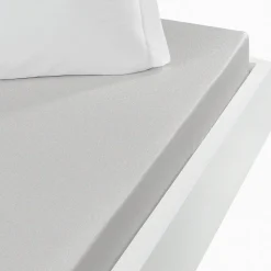 Drap housse jersey coton peigné extensible bonnet 30 cm Gris Perle 120x190 cm MANHATTAN