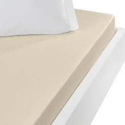 Drap housse jersey coton peigné extensible bonnet 30 cm Ficelle 80x200 cm MANHATTAN