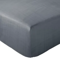 Drap housse MILOS mousseline de coton 140x200 cm bonnet 30 cm uni noir granit