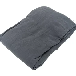 Drap housse MILOS mousseline de coton 140x200 cm bonnet 30 cm uni noir granit