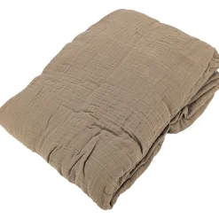 Drap housse MILOS mousseline de coton 140x200 cm bonnet 30 cm uni marron camel