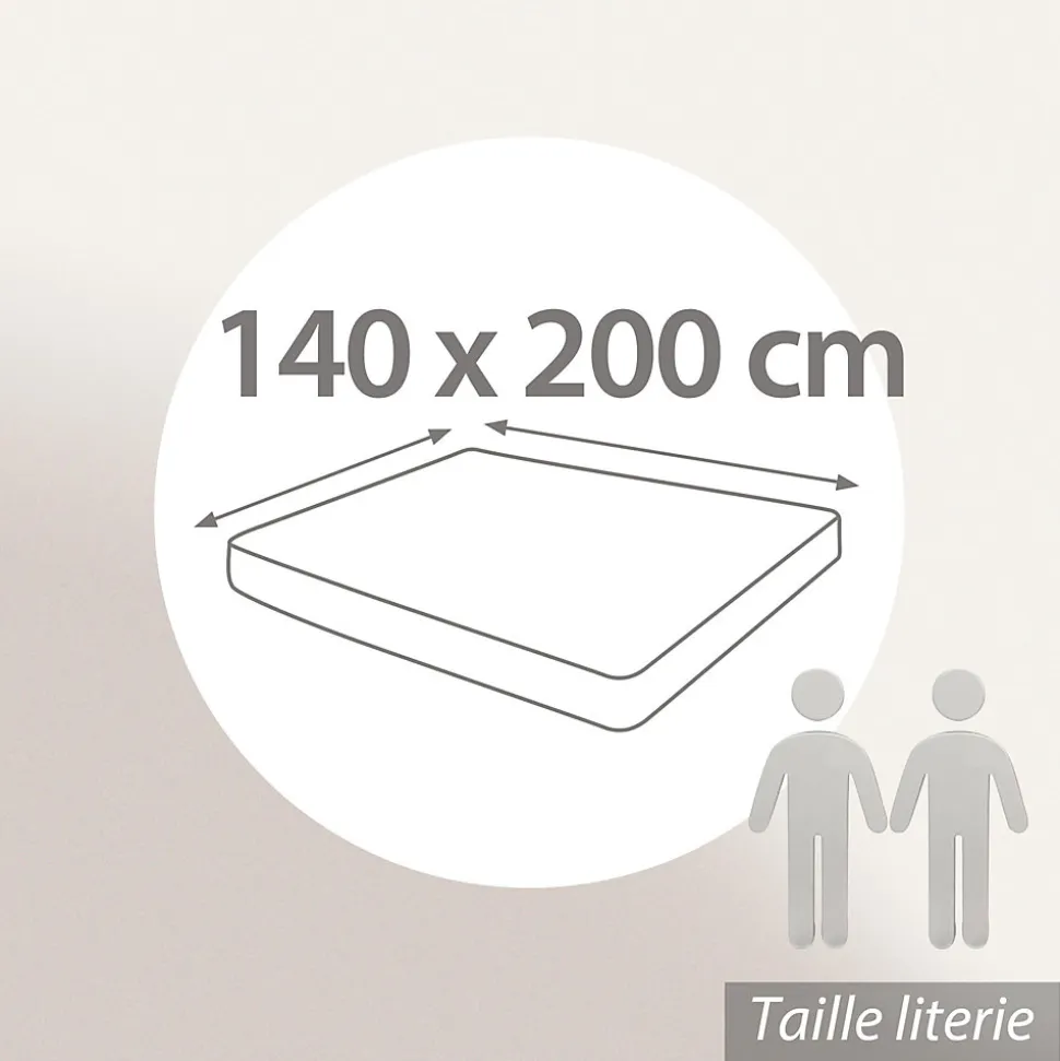 Drap housse MILOS mousseline de coton 140x200 cm bonnet 30 cm uni vert lichen