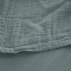 Drap housse MILOS mousseline de coton 180x200 cm bonnet 30 cm uni vert lichen