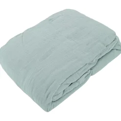 Drap housse MILOS mousseline de coton 180x200 cm bonnet 30 cm uni vert lichen