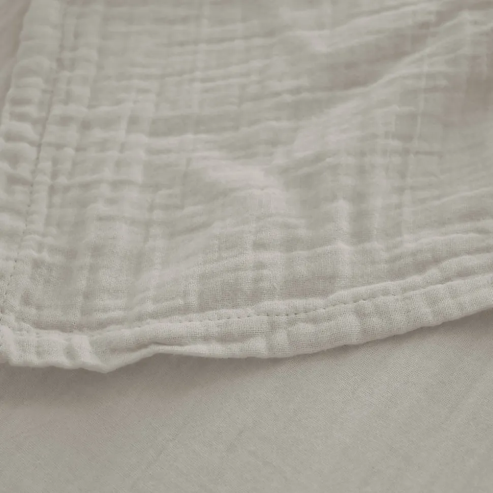 Drap housse MILOS mousseline de coton 160x200 cm bonnet 30 cm uni beige ficelle