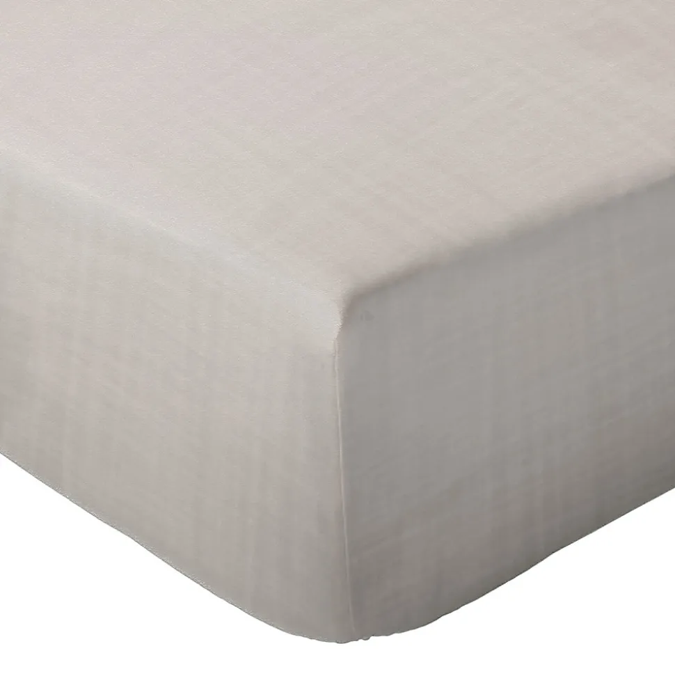 Drap housse MILOS mousseline de coton 160x200 cm bonnet 30 cm uni beige ficelle