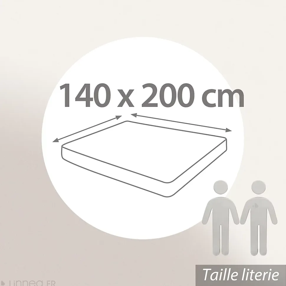Drap housse MILOS mousseline de coton 140x200 cm bonnet 30 cm uni beige naturel