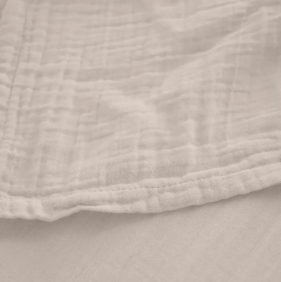 Drap housse MILOS mousseline de coton 140x200 cm bonnet 30 cm uni beige naturel