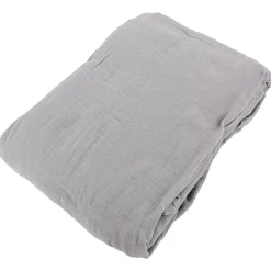 Drap housse MILOS mousseline de coton 180x200 cm bonnet 30 cm uni gris cendre