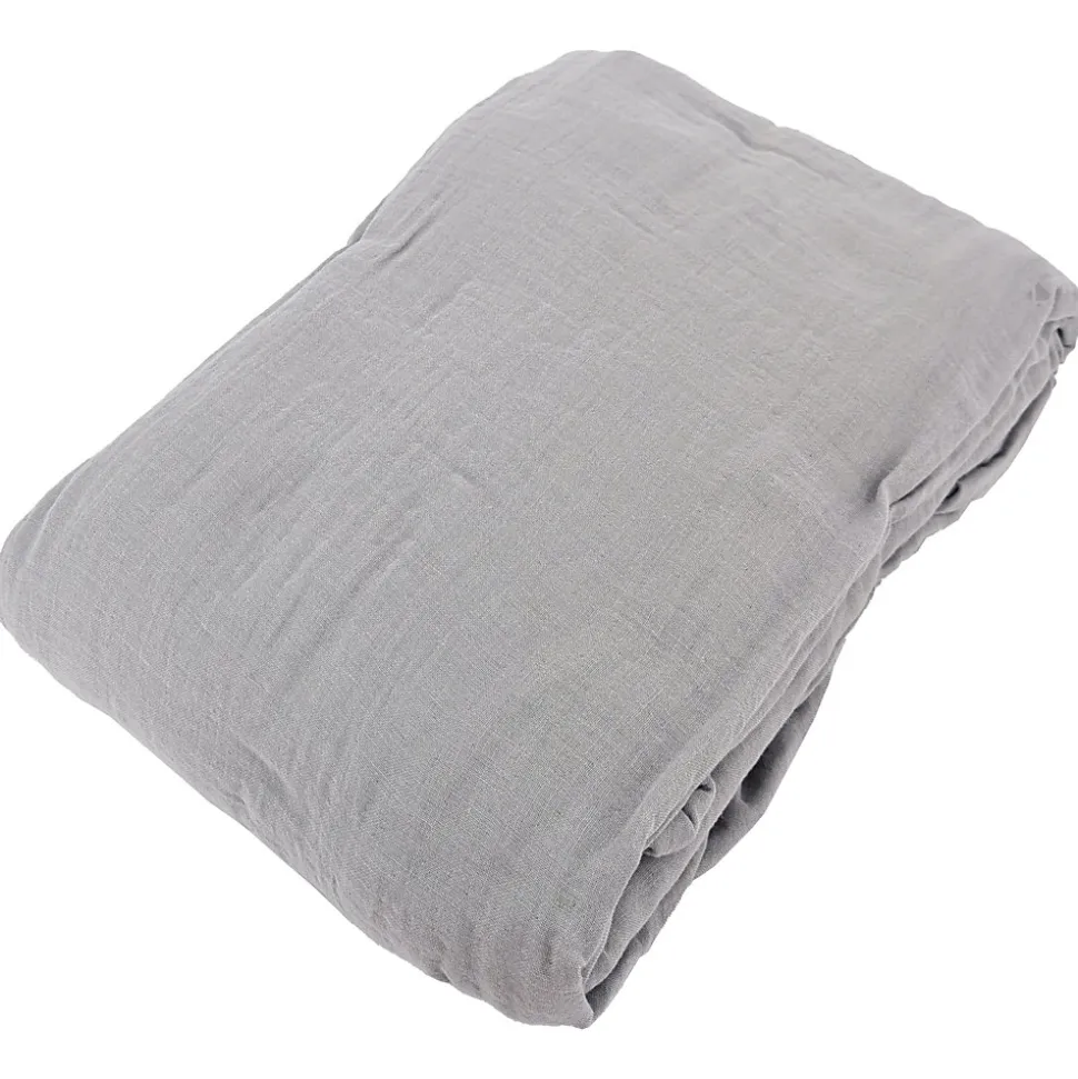 Drap housse MILOS mousseline de coton 180x200 cm bonnet 30 cm uni gris cendre