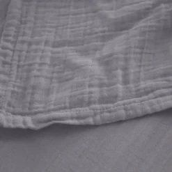 Drap housse MILOS mousseline de coton 180x200 cm bonnet 30 cm uni gris cendre