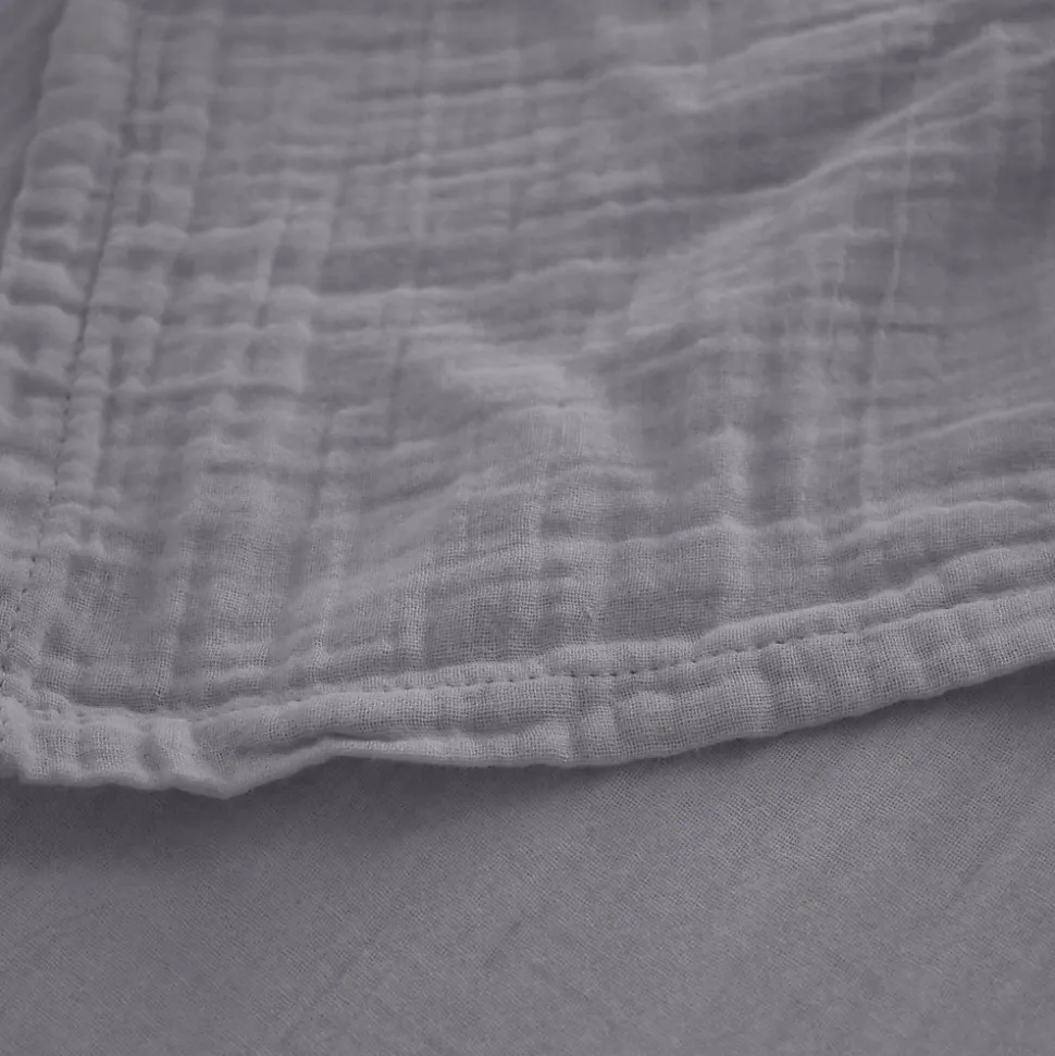 Drap housse MILOS mousseline de coton 180x200 cm bonnet 30 cm uni gris cendre