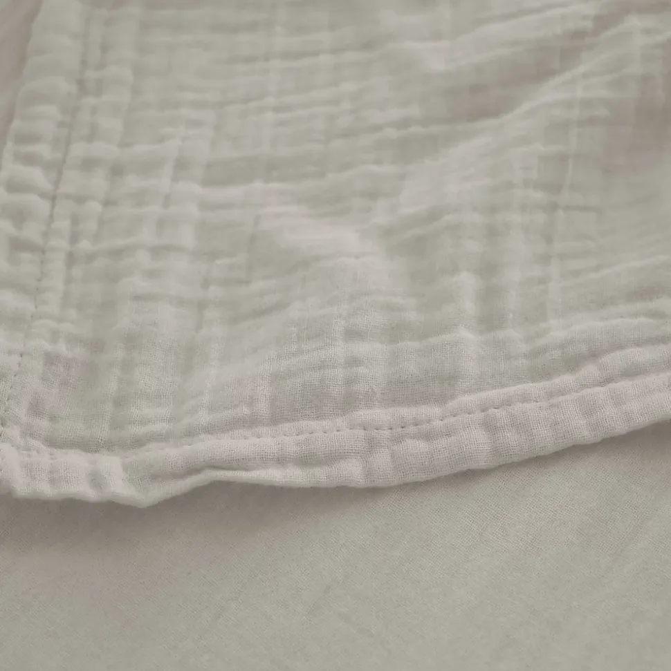 Drap housse MILOS mousseline de coton 180x200 cm bonnet 30 cm uni beige ficelle