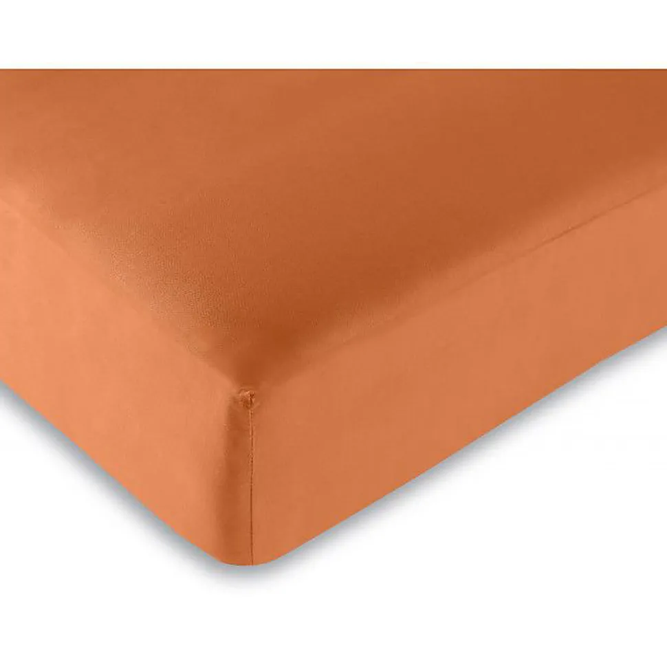 Drap housse Orange 180 x 200 cm / 100% coton / 57 fils/cm² "King size"