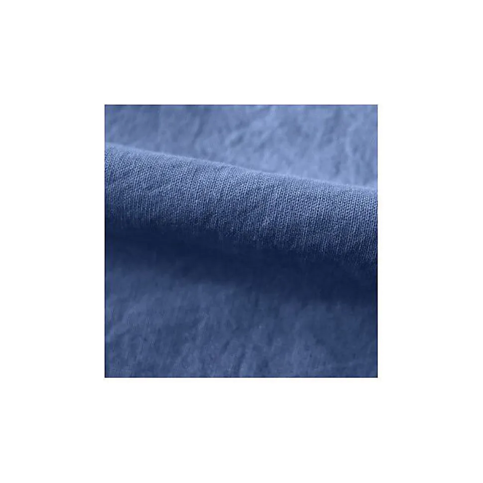 Drap housse Palace pur coton teint lavé 63 fils/cm² Vent du sud - Palace Indigo - 180 x 200 cm bonnet de 35 cm