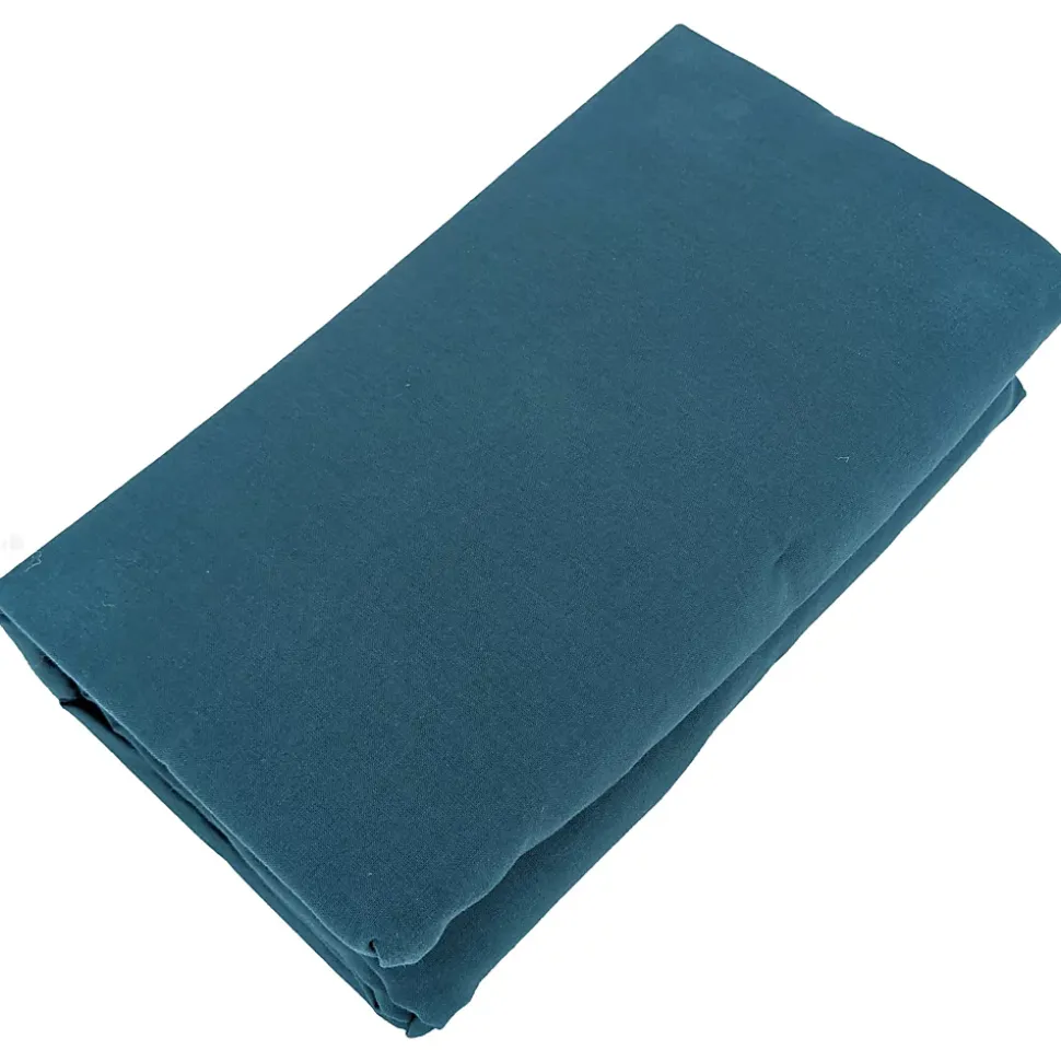 Drap housse PALACE pur coton lavé 180x200 cm bonnet 35 cm uni bleu marine