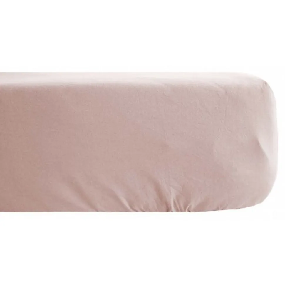 Drap housse Palace pur coton teint lavé 63 fils/cm² Vent du sud - Palace Rose - 160 x 200 cm bonnet de 35 cm