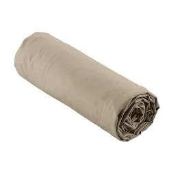 Drap Housse Percale Bonnet 30 Cm 200x160cm Marron Claire Naturel