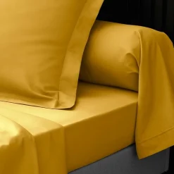 Drap Housse Percale Bonnet 30 Cm 200x160cm jaune