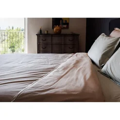 Drap housse percale pur coton peigné longues fibres 80 fils/cm² avec bonnet de 35 cm Vent du sud - Cognac - 90 x 190 cm bonnet de