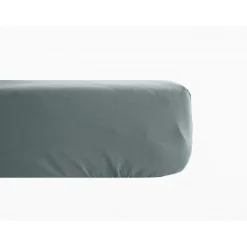 Drap housse percale pur coton peigné longues fibres 80 fils/cm² avec bonnet de 35 cm Vent du sud - Lichen - 80 x 200 cm bonnet de