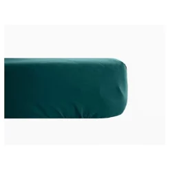 Drap housse percale pur coton peigné longues fibres 80 fils/cm² avec bonnet de 35 cm Vent du sud - Bleu canard - 90 x 190 cm bonne