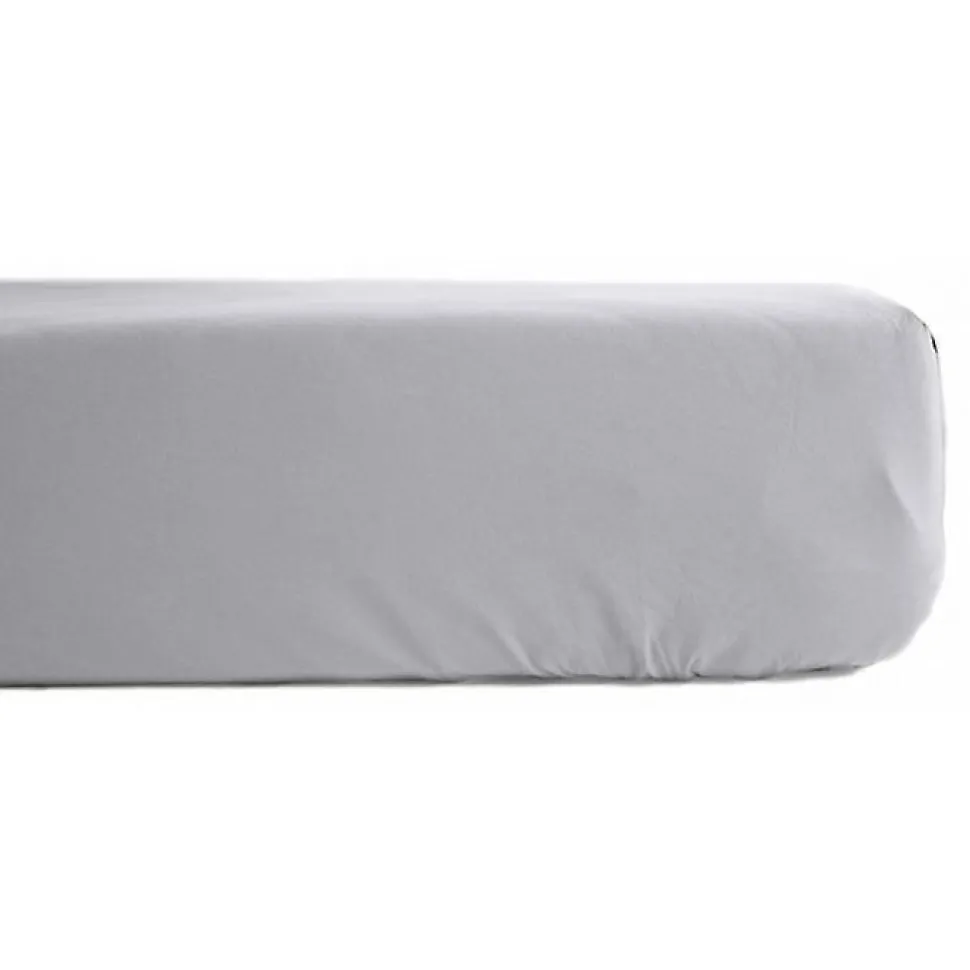 Drap housse percale pur coton peigné longues fibres 80 fils/cm² avec bonnet de 35 cm Vent du sud - Perle - 140 x 190 cm bonnet de