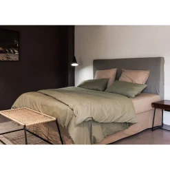 Drap housse percale pur coton peigné longues fibres 80 fils/cm² avec bonnet de 35 cm Vent du sud - Perle - 140 x 190 cm bonnet de