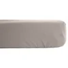 Drap housse percale pur coton peigné longues fibres 80 fils/cm² avec bonnet de 35 cm Vent du sud - Lin - 140 x 190 cm bonnet de 35