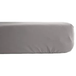 Drap housse percale pur coton peigné longues fibres 80 fils/cm² avec bonnet de 35 cm Vent du sud - Cendre - 140 x 190 cm bonnet de