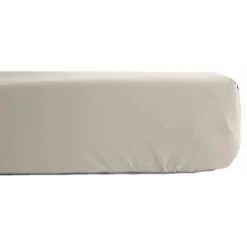 Drap housse percale pur coton peigné longues fibres 80 fils/cm² avec bonnet de 35 cm Vent du sud - Ivoire - 180 x 200 cm bonnet de