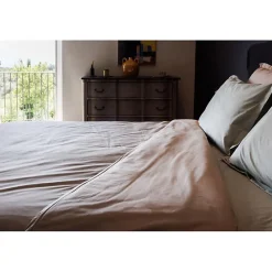 Drap housse percale pur coton peigné longues fibres 80 fils/cm² avec bonnet de 35 cm Vent du sud - Cognac - 160 x 200 cm bonnet de