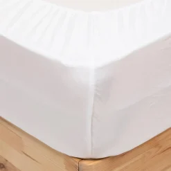 Drap housse Priscia blanc 140x190cm - Atmosphera