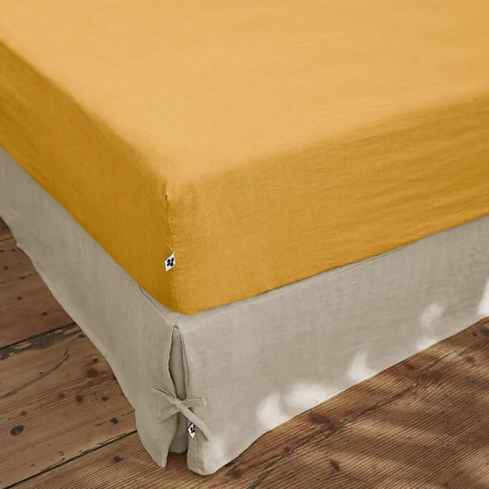 Drap housse "Soline" toutes dimensions Lin lavé - Soline Miel - 160 x 200 cm bonnet de 30 cm