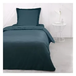 Drap housse TODAY Essential - 90 x 190 cm - 1 personne - 100% Coton uni - Paon