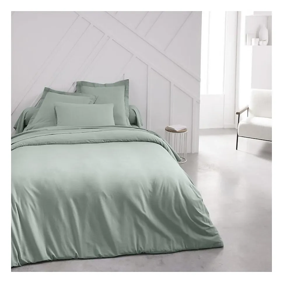 Drap housse TODAY Essential - 160 x 200+30 cm - 2 personnes - 100% Coton uni - Celadon