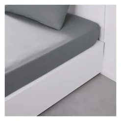 Drap housse TODAY Essential - 140 x 190 cm - 2 personnes - 100% Coton uni - Acier