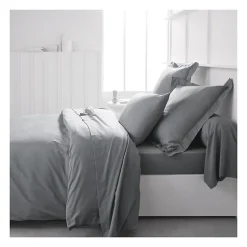 Drap housse TODAY Essential - 140 x 190 cm - 2 personnes - 100% Coton uni - Acier
