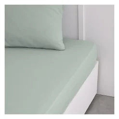 Drap housse TODAY Essential - 140 x 190 cm - 2 personnes - 100% Coton uni - Celadon